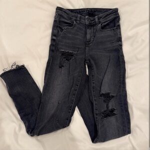 American Eagle Ripped Distressed Black Skinny Jeans